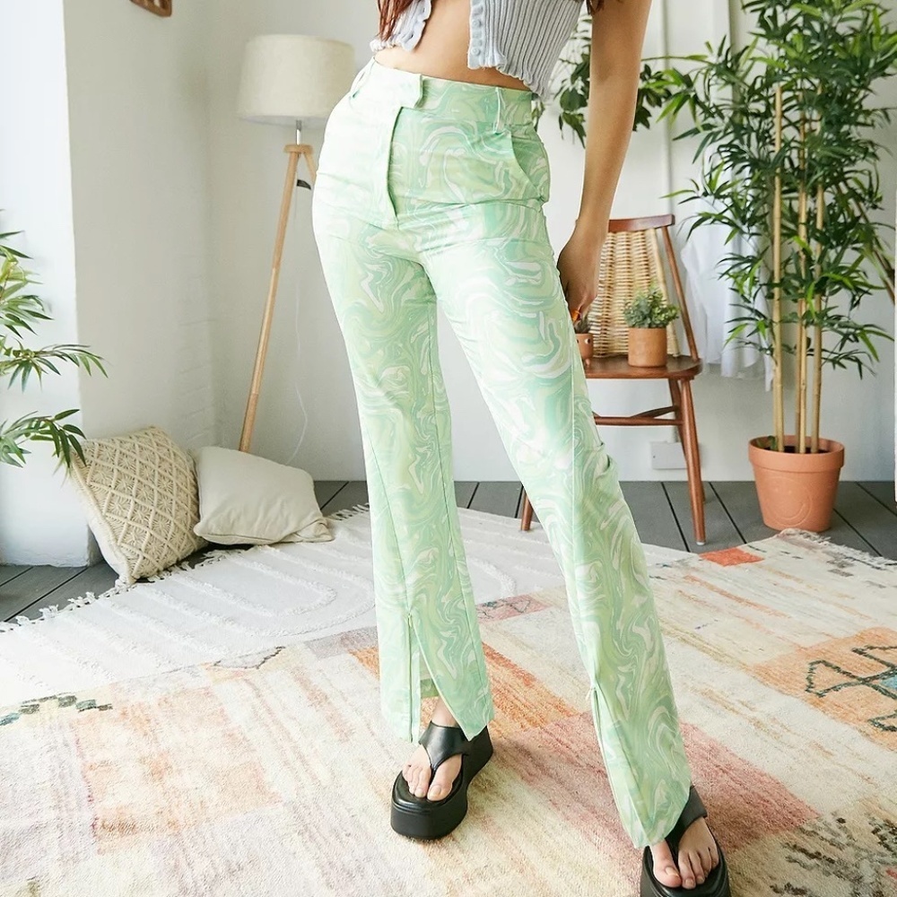 House Of Sunny Paradise Party Flare Leg Pants Green‎ Size 2